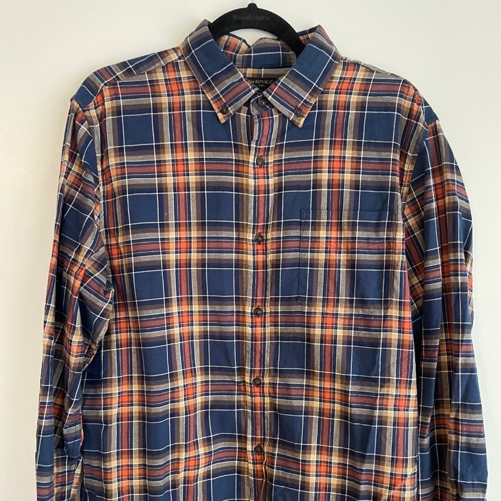 Banana Republic Luxe Flannel Plaid Shirt Large
